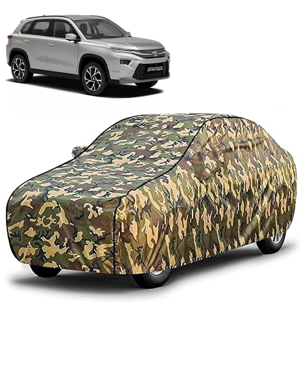 Carzex Waterproof & Heat Resistant Jungle Print Camouflage Design Car Body Cover with Mirror Pockets For Toyota Hyryder